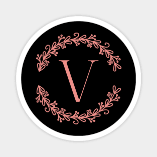 Pink Monogram Letter V Magnet